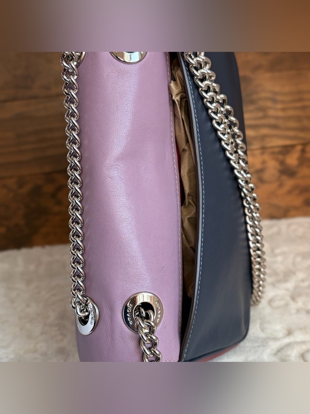 Coach Cassidy Colorblock Jasmine Multi Leather Chain Crossbody Shoulder Bag - Picture 14 of 16